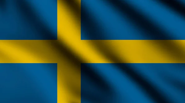 Bandera Suecia Ondeando Viento Con Fondo Estilo — Foto de Stock