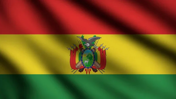 風になびくボリビア国旗と3Dスタイルの背景 — ストック写真