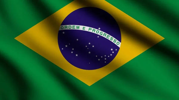 Bandera Brasil Ondeando Viento Con Fondo Estilo —  Fotos de Stock