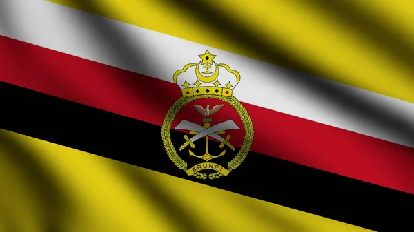 ブルネイ国旗が風になびく3Dスタイルの背景 — ストック写真