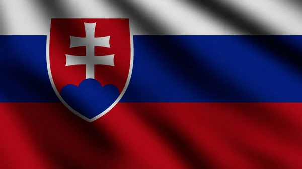 斯洛伐克国旗在风中飘扬 整页飘扬国旗 3D说明 — 图库照片