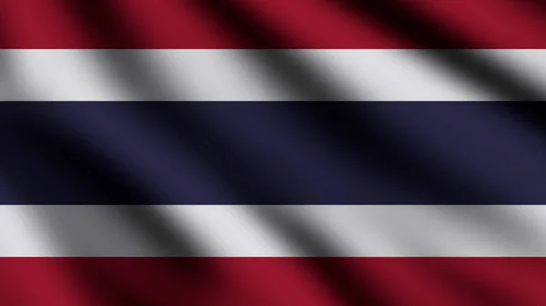Tajlandzka Flaga Wisi Wietrze Cała Strona Powiewająca Flagą Ilustracja — Zdjęcie stockowe