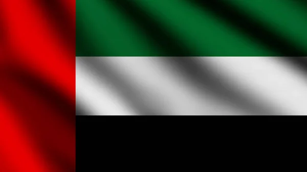 Флаг Объединенных Арабских Эмиратов Развевается Ветру Целый Флажок Иллюстрация — стоковое фото