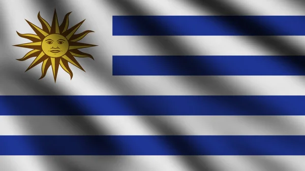 乌拉圭国旗在风中飘扬 整页飘扬国旗 3D说明 — 图库照片