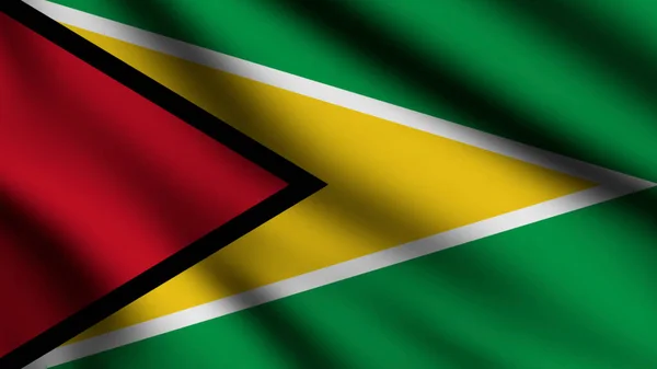 Guyana Bayrağı Rüzgarda Dalgalanıyor Tam Sayfa Bayrak Sallama Illüstrasyon — Stok fotoğraf