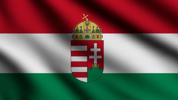 Magyarország Zászlaja Fúj Szélben Egy Egész Oldalas Zászló Illusztráció — Stock Fotó
