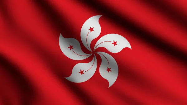 Hong Kong Bayrağı Rüzgarda Dalgalanıyor Tam Sayfa Bayrak Sallama Illüstrasyon — Stok fotoğraf