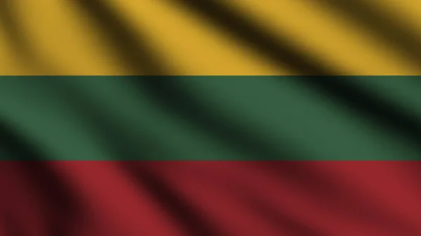 Litvanya Bayrağı Rüzgarda Dalgalanıyor Tam Sayfa Bayrak Sallama Illüstrasyon — Stok fotoğraf