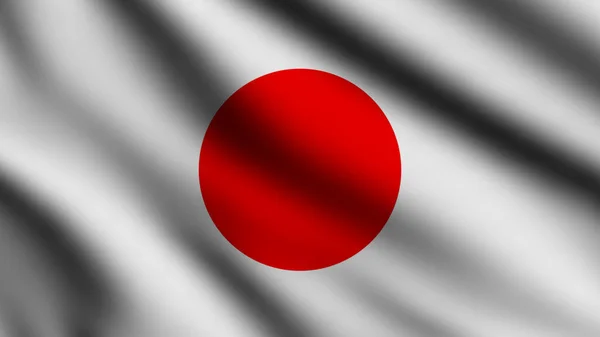 日本の国旗が風に吹かれて フルページの飛行フラグ 3Dイラスト — ストック写真