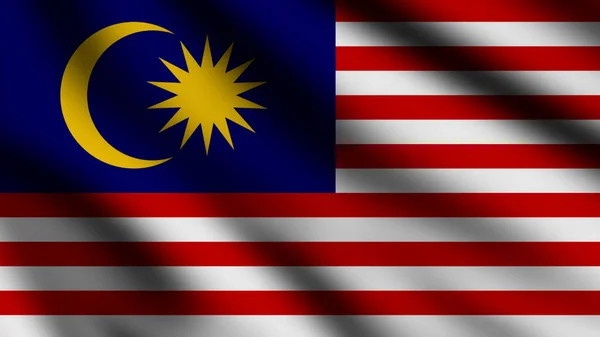 Σημαία Της Μαλαισίας Που Φυσάει Στον Άνεμο Πλήρης Σελίδα Σημαία — Φωτογραφία Αρχείου