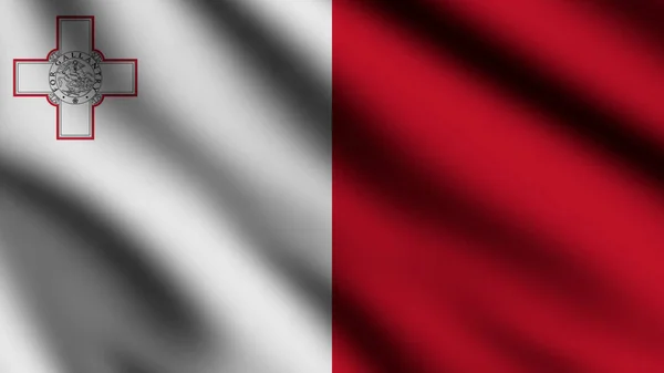Maltská Vlajka Vlaje Větru Vlajka Celou Stranu Ilustrace — Stock fotografie
