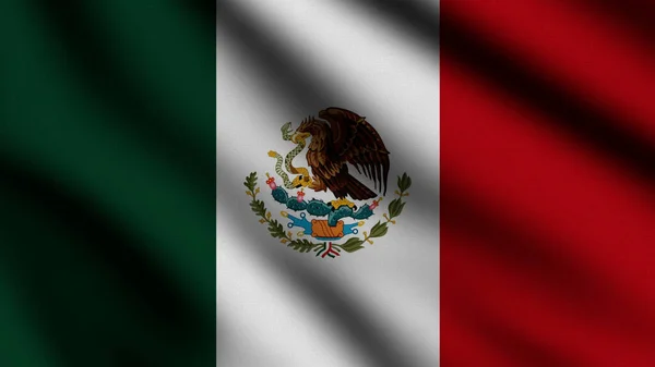 Bandera México Soplando Viento Bandera Voladora Página Completa Ilustración —  Fotos de Stock