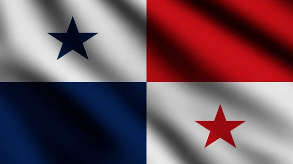 Panamská Vlajka Vlála Větru Vlajka Celou Stranu Ilustrace — Stock fotografie