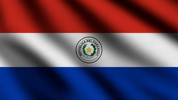 Σημαία Παραγουάης Φυσάει Στον Άνεμο Πλήρης Σελίδα Σημαία Εικονογράφηση — Φωτογραφία Αρχείου