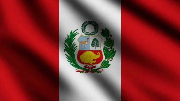 秘鲁国旗在风中飘扬 整页飘扬国旗 3D说明 — 图库照片