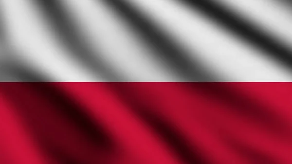 Bandera Polonia Soplando Viento Bandera Voladora Página Completa Ilustración — Foto de Stock