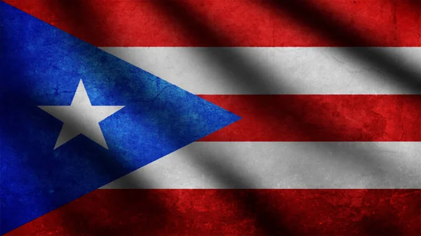Bandera Puerto Rico Ondeando Viento Bandera Voladora Página Completa Ilustración — Foto de Stock