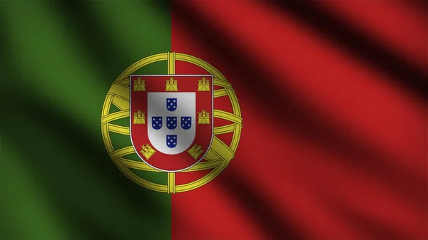 Португальский Флаг Дующий Ветру Целый Флажок Иллюстрация — стоковое фото