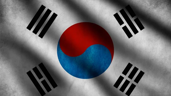 Republiek Korea Zuid Vlag Waait Wind Volledige Pagina Vlag Illustratie — Stockfoto