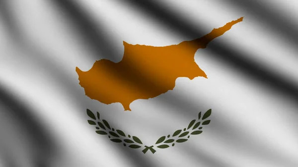 Cypryjska Flaga Wisi Wietrze Pełna Strona Cypryjska Flaga Ilustracja — Zdjęcie stockowe