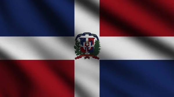 Dominicaanse Republiek Vlag Waait Wind Volledige Pagina Vlag Illustratie — Stockfoto