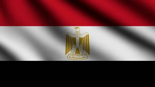 Mısır Bayrağı Rüzgarda Dalgalanıyor Tam Sayfa Bayrak Sallama Illüstrasyon — Stok fotoğraf