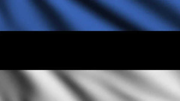 Bandeira Estónia Soprar Vento Bandeira Voadora Página Inteira Ilustração — Fotografia de Stock