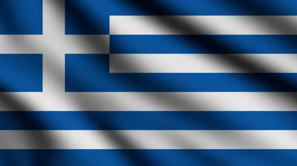 Görögország Zászlaja Fúj Szélben Egy Egész Oldalas Zászló Illusztráció — Stock Fotó