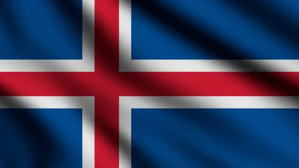 アイスランドの国旗が風に吹かれて フルページの飛行フラグ 3Dイラスト — ストック写真
