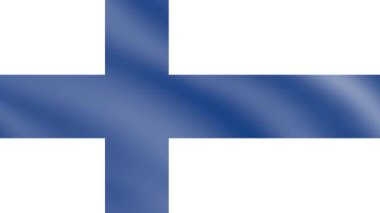 Finlandiya 'da Rüzgar Dalgalanan Bayrak, 3D Finlandiya Bayrak Dalgalama Animasyonu 4K