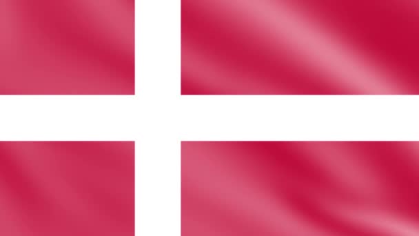 Bandera Dinamarca Ondeando Viento Bandera Dinamarca Ondeando Animación Filmación — Vídeo de stock
