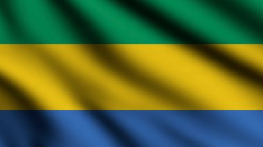 Gabon bayrağı rüzgarda sallanıyor.
