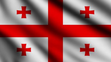 Rüzgarda sallanan Georgia bayrağı 3 boyutlu arka planda