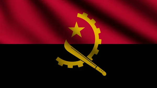 Bandiera Angola Sventola Nel Vento Con Sfondo Stile Bandiera Angola — Foto Stock