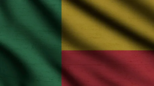 Rüzgarda Dalgalanan Benin Bayrağı Boyutlu Arka Planda — Stok fotoğraf