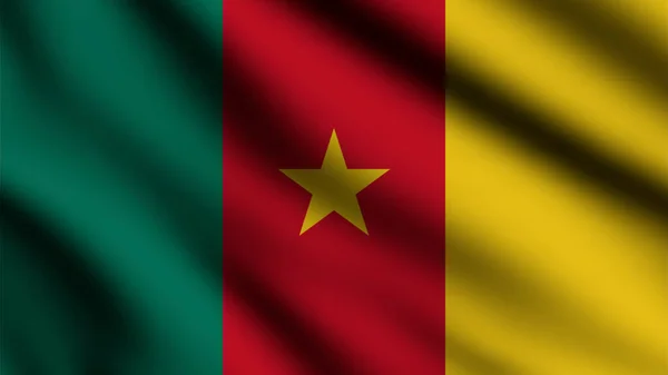 喀麦隆国旗在风中飘扬 背景为3D风格 — 图库照片