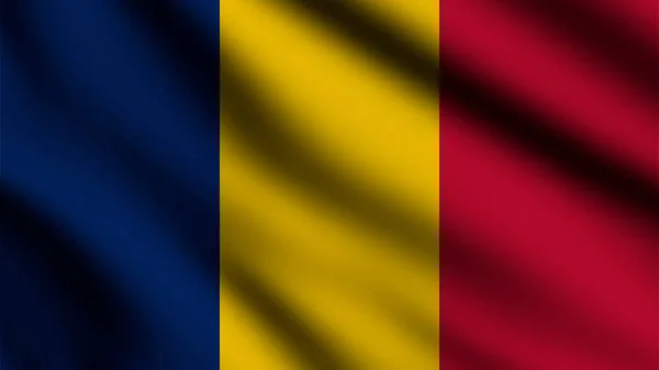 Tchad Flagga Vinka Vinden Med Stil Bakgrund — Stockfoto