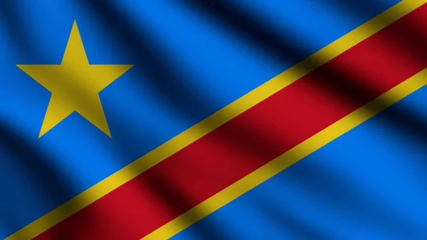 Rüzgarda Dalgalanan Kongo Bayrağı Boyutlu Arka Planda — Stok fotoğraf