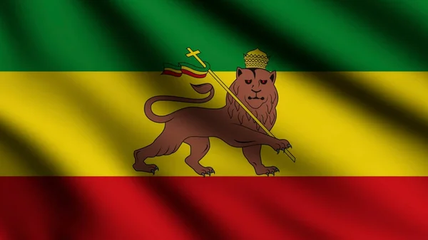 Etiyopya Bayrağı Rüzgarda Dalgalanırken Boyutlu Arka Planda — Stok fotoğraf