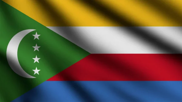 Komoros Bayrağı Rüzgarda Dalgalanırken Boyutlu Arka Planda — Stok fotoğraf