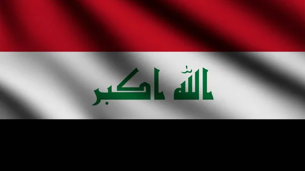 風になびくイラク国旗と立体的な背景 — ストック写真