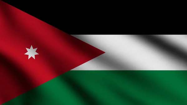 Флаг Иордании Размахивающий Ветру Фоне Стиля — стоковое фото