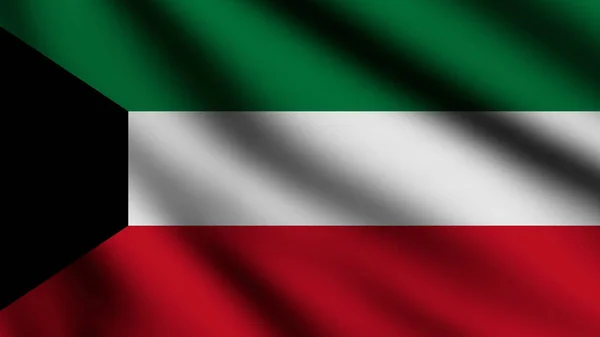 Флаг Кувейта Размахивающий Ветром Фоне Стиля — стоковое фото