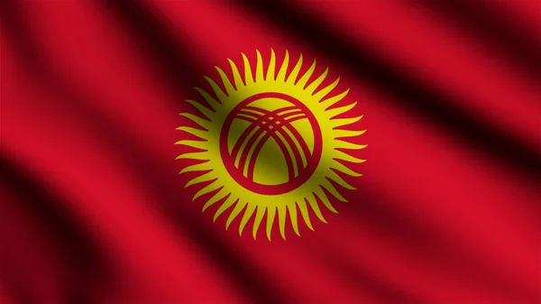 吉尔吉斯斯坦国旗在风中飘扬 背景为3D风格 — 图库照片