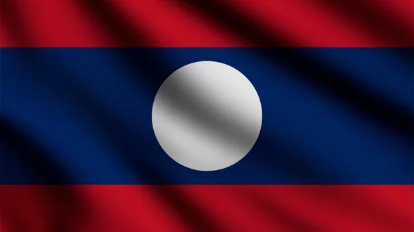 Лаосский Флаг Размахивает Ветру Трехмерным Фоном — стоковое фото