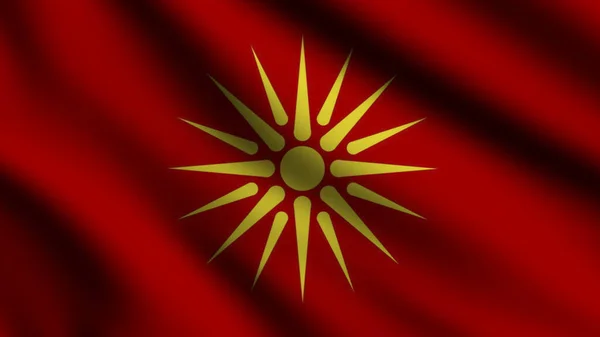 Makedonien Flagga Vinka Vinden Med Stil Bakgrund — Stockfoto