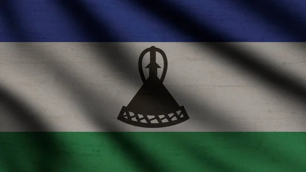 Lesotho Bandera Ondeando Viento Con Fondo Estilo — Foto de Stock
