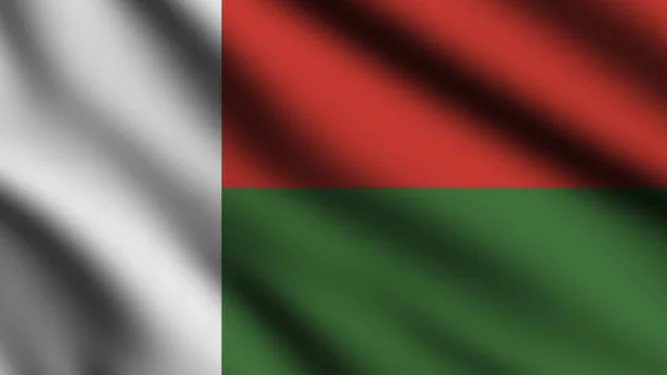 Прапор Мадагаскару Розмахує Вітром Позолоченим Фоном — стокове фото