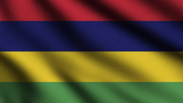 Mauritius Bayrağı Rüzgarda Sallanıyor — Stok fotoğraf