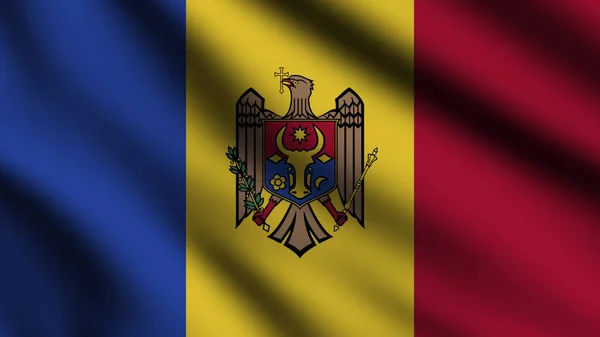 Moldavien Flagga Vinka Vinden Med Stil Bakgrund — Stockfoto
